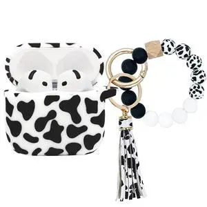 Case Compatible with AirPods 4 Case,Soft Silicone Cover with Bracelet Lanyard and Keychain, Cute Wireless Charging Protective Case for Apple AirPods 4th for Women and Men (Cow) Case Compatible with AirPods 4 Case,Soft Silicone Cover with Bracelet Lanyard and Keychain, Cute Wireless Charging Protective Case for Apple AirPods 4th for Women and Men (Cow)