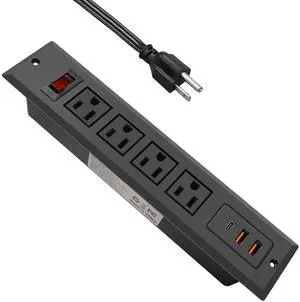 Recessed Power Strip with Type C 20W PD Fast Charge Desk Power Outlet 4 Outlets 2 USB and 1 USB C Built in Furniture Extension Power Plug for Dorm Office (Black) Recessed Power Strip with Type C 20W PD Fast Charge Desk Power Outlet 4 Outlets 2 USB and 1 USB C Built in Furniture Extension Power Plug for Dorm Office (Black)