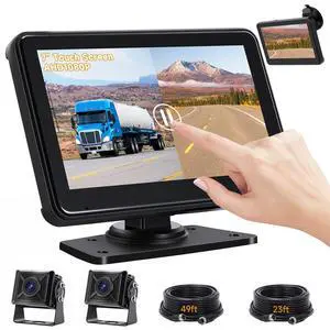 7'' HD1080P Wired Backup Camera System with Touch Screen Monitor, 2 Wired Rear View Cameras, Colorful Night Vision& IP68 Rated &10G Vibration, Backup Camera for Trucks/RVs/Trailers/Skid Steer 7'' HD1080P Wired Backup Camera System with Touch Screen Monitor, 2 Wired Rear View Cameras, Colorful Night Vision& IP68 Rated &10G Vibration, Backup Camera for Trucks/RVs/Trailers/Skid Steer