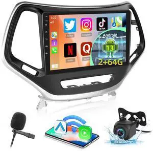 2+64G for Jeep Cherokee 2013 2014 2015 2016 2017 2018 Android Car Stereo - Wireless Carplay & Android Auto - 10.1 Inch Touchscreen Radio with EQ DSP, WiFi, GPS, Split Screen + AHD Rear View Camera 2+64G for Jeep Cherokee 2013 2014 2015 2016 2017 2018 Android Car Stereo - Wireless Carplay & Android Auto - 10.1 Inch Touchscreen Radio with EQ DSP, WiFi, GPS, Split Screen + AHD Rear View Camera