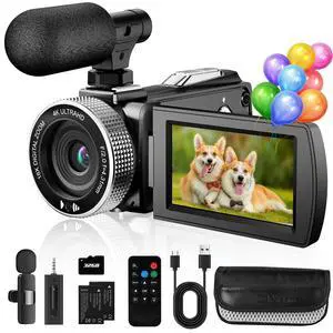 4K 60FPS Video Camera Camcorder, 48MP UHD YouTube Vlogging Camera with Wireless Lavalier Microphone,18X Digital Zoom,3 Inch 270° IPS Screen for Vlogging Travel Outdoor 4K 60FPS Video Camera Camcorder, 48MP UHD YouTube Vlogging Camera with Wireless Lavalier Microphone,18X Digital Zoom,3 Inch 270° IPS Screen for Vlogging Travel Outdoor