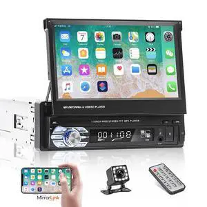 Bluetooth Single Din Car Stereo 7 Inch Retractable Touchscreen Car Radio with Backup Camera Support Mirror Link Bluetooth Single Din Car Stereo 7 Inch Retractable Touchscreen Car Radio with Backup Camera Support Mirror Link