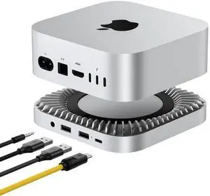 40Gbps Aluminum Hub & Stand for New M4/M4 Pro Mac mini (2024) with 40Gbps NVMe/M.2 SSD Enclosure, 2X USB-A, USB-C Host, 3.5mm Audio Compatible with All New Mac mini M4/M4 Pro 40Gbps Aluminum Hub & Stand for New M4/M4 Pro Mac mini (2024) with 40Gbps NVMe/M.2 SSD Enclosure, 2X USB-A, USB-C Host, 3.5mm Audio Compatible with All New Mac mini M4/M4 Pro