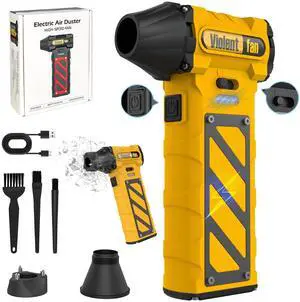 Electric Air Duster-Compressed Air Duster,60mph Wind Stepless Speed Canned Air for PC/Compute/Electronics/Home&Car Cleaning, 150000RPM Air Blower to Spray Air Can Dust Off Keyboard Cleaner (Yellow) Electric Air Duster-Compressed Air Duster,60mph Wind Stepless Speed Canned Air for PC/Compute/Electronics/Home&Car Cleaning, 150000RPM Air Blower to Spray Air Can Dust Off Keyboard Cleaner (Yellow)