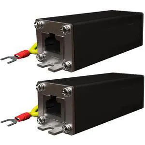 Ethernet Surge Protector (2 Pc) - 2.5 Gigabit PoE++ GDT and TVS All 4 Pairs | Arrests surges w/ GDT and Silicon Avalanche Supressor Diode (SASD) technology, High PoE++ (HPoE) and Class 8 compatible Ethernet Surge Protector (2 Pc) - 2.5 Gigabit PoE++ GDT and TVS All 4 Pairs | Arrests surges w/ GDT and Silicon Avalanche Supressor Diode (SASD) technology, High PoE++ (HPoE) and Class 8 compatible