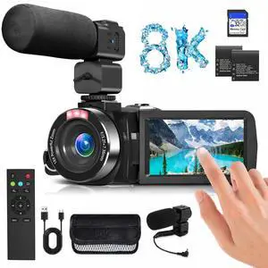 8K Video Camera 48MP UHD WiFi Vlogging Cameras for YouTube with 32GB Card | Recorder with 18X Digital Zoom, IR Night Vision,3.0-inch Touch Screen Camcorder,Microphone, Lens Hood, Stabilizer, Batteries 8K Video Camera 48MP UHD WiFi Vlogging Cameras for YouTube with 32GB Card | Recorder with 18X Digital Zoom, IR Night Vision,3.0-inch Touch Screen Camcorder,Microphone, Lens Hood, Stabilizer, Batteries