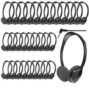 30 Pack Headphones for Kids Students School Classroom | Adjustable, 3.5mm Jack, Black, Bulk Earphones, For Library Children Adults 30 Pack Headphones for Kids Students School Classroom | Adjustable, 3.5mm Jack, Black, Bulk Earphones, For Library Children Adults