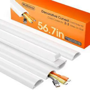Cord Hider Kit, 56.7in Cord Covers for 2-3 Wires on Wall, Paintable Cable Hider Wire Covers for Cords on Wall, Cable Cover Raceway Cord Hider for Walls Mount Tv, W1.57 H0.59in, White Cord Hider Kit, 56.7in Cord Covers for 2-3 Wires on Wall, Paintable Cable Hider Wire Covers for Cords on Wall, Cable Cover Raceway Cord Hider for Walls Mount Tv, W1.57 H0.59in, White