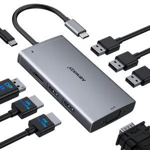 USB C Docking Station Dual Monitor Computer Multiple Monitor Hub Adapter | Laptop Docking Station to Dual 4K HDMI,DisplayPort,VGA, 00W PD,3 USB for HP Dell Lenovo Thinkpad Surface Windows Laptops USB C Docking Station Dual Monitor Computer Multiple Monitor Hub Adapter | Laptop Docking Station to Dual 4K HDMI,DisplayPort,VGA, 00W PD,3 USB for HP Dell Lenovo Thinkpad Surface Windows Laptops