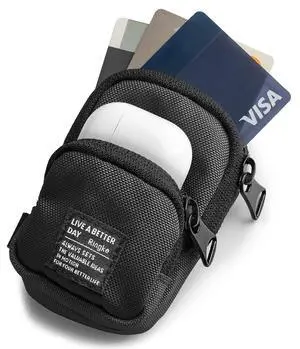 Mini Pouch Two Pocket, Small Bag for Universal Wireless Ear Buds, Durable Waterproof Keychain Backpack Accessories for AirPods Pro 3 & 2 & 1, AirPods 4 & 3 & 2 & 1 Case - Black Mini Pouch Two Pocket, Small Bag for Universal Wireless Ear Buds, Durable Waterproof Keychain Backpack Accessories for AirPods Pro 3 & 2 & 1, AirPods 4 & 3 & 2 & 1 Case - Black