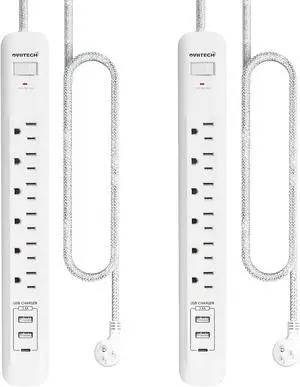 2 Pack Power Strip Surge Protector - 6 Outlets 3 USB Charging Ports (1 USB C), 5Ft Extension Cord, Flat Plug, Overload Protection, Wall Mount for Office Home, Dorm Room White 2 Pack Power Strip Surge Protector - 6 Outlets 3 USB Charging Ports (1 USB C), 5Ft Extension Cord, Flat Plug, Overload Protection, Wall Mount for Office Home, Dorm Room White