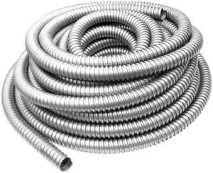 3/4 Inch x 50 Ft Flexible Reduced Wall Electrical Conduit, Galvanized Steel Metal Flexible Conduit for Electrical Wiring, Outdoor Cable Management and Greenfield Application 3/4 Inch x 50 Ft Flexible Reduced Wall Electrical Conduit, Galvanized Steel Metal Flexible Conduit for Electrical Wiring, Outdoor Cable Management and Greenfield Application