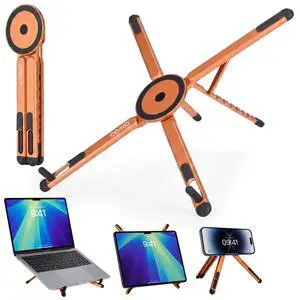 3-in-1 Magnetic Foldable Laptop Stand and Phone Stand for Desk Aluminum Alloy Adjustable Holder 1016 Laptops & 413 Phones/Tablets, Magnetic Compatible with iPhone Android, Orange 3-in-1 Magnetic Foldable Laptop Stand and Phone Stand for Desk Aluminum Alloy Adjustable Holder 1016 Laptops & 413 Phones/Tablets, Magnetic Compatible with iPhone Android, Orange
