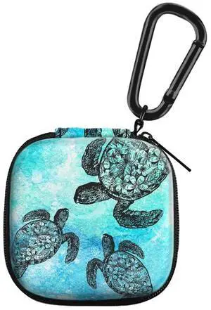 Portable Wireless Headphone Case, Earphone Storage Bag Carrying Case, Earbud Holder with Black Carabiner Compatible with Airpods - Ocean Sea Turtles Portable Wireless Headphone Case, Earphone Storage Bag Carrying Case, Earbud Holder with Black Carabiner Compatible with Airpods - Ocean Sea Turtles