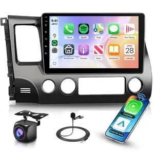 Car Stereo Radio for Honda Civic 2006-2011 Support Wireless Carplay Android Auto 10.1'' HD 1080P Touchscreen with 5Ghz WiFi GPS Navigation EQ AHD Backup Camera FM/RDS Radio SWC 2G+64G Car Stereo Radio for Honda Civic 2006-2011 Support Wireless Carplay Android Auto 10.1'' HD 1080P Touchscreen with 5Ghz WiFi GPS Navigation EQ AHD Backup Camera FM/RDS Radio SWC 2G+64G