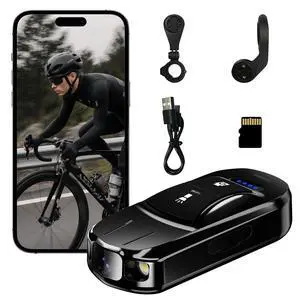 Bike Camera Small Thumb Action Camera, IPX6 Waterproof, Wireless, with Bike Mount, for Cycling, Sports, Vlogging & Content Creation (Black) Bike Camera Small Thumb Action Camera, IPX6 Waterproof, Wireless, with Bike Mount, for Cycling, Sports, Vlogging & Content Creation (Black)