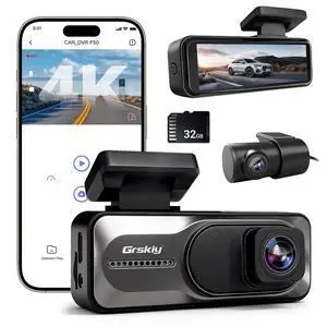 4K Front and Rear Dash Cam, Night Vision, 5GHz WiFi & APP Control, G-Sensor, Parking Monitor, Loop Recording, 170° Wide Angle, 3.2 Inch Screen, Dash Camera with 32GB SD Card 4K Front and Rear Dash Cam, Night Vision, 5GHz WiFi & APP Control, G-Sensor, Parking Monitor, Loop Recording, 170° Wide Angle, 3.2 Inch Screen, Dash Camera with 32GB SD Card