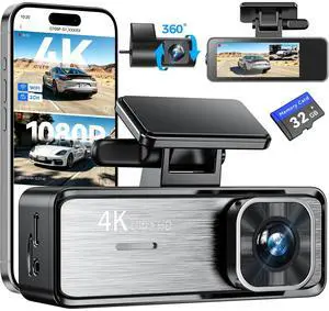 4K Dash Cam Front and Rear,4K+1080P Dual Dash Camera for Cars, 2.4G WiFi, 2 IPS Screen, Night Vision, G-Sensor, Loop Recording, 32GB Card Included 4K Dash Cam Front and Rear,4K+1080P Dual Dash Camera for Cars, 2.4G WiFi, 2 IPS Screen, Night Vision, G-Sensor, Loop Recording, 32GB Card Included