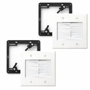 2 Pack 2-Gang Dustproof Large Capacity Brush Wall Plate with Bracket | Cable Pass Through Wire Hider for TV,HDMI,Ethernet,Speaker Home Theater,Durable Construction,Versatile Use,Easy Installation 2 Pack 2-Gang Dustproof Large Capacity Brush Wall Plate with Bracket | Cable Pass Through Wire Hider for TV,HDMI,Ethernet,Speaker Home Theater,Durable Construction,Versatile Use,Easy Installation
