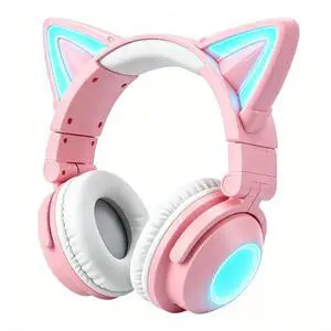 Cat Ear Bluetooth Headphones for Kids Adult, LED Gaming Headset | Toddler Girl Headphones, Bluetooth Over Ear Headphones with Microphone,Foldable,Phone/PC/Tablet/TV Compatible,Pink Cat Ear Bluetooth Headphones for Kids Adult, LED Gaming Headset | Toddler Girl Headphones, Bluetooth Over Ear Headphones with Microphone,Foldable,Phone/PC/Tablet/TV Compatible,Pink
