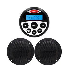 Marine Stereo - Waterproof Bluetooth MP3 USB AM/FM Radio with 2 Black Speakers (304-4001B) Marine Stereo - Waterproof Bluetooth MP3 USB AM/FM Radio with 2 Black Speakers (304-4001B)