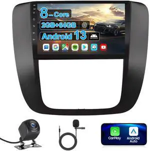 9" Car Radio Stereo Kit for GMC Sierra Yukon Tahoe 2007-2013 Silverado 2010-2013, 8 Core IPS Touch Screen with Carplay Android Auto, Bluetooth SWC Backup Camera-Black 9" Car Radio Stereo Kit for GMC Sierra Yukon Tahoe 2007-2013 Silverado 2010-2013, 8 Core IPS Touch Screen with Carplay Android Auto, Bluetooth SWC Backup Camera-Black