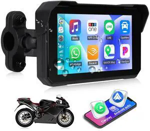 Motorcycle Carplay Screen, Wireless CarPlay Android Auto for Moto, 5" Waterproof Touchscreen Portable Car Stereo Support Dual Bluetooth, Siri, Google Assistant Motorcycle Carplay Screen, Wireless CarPlay Android Auto for Moto, 5" Waterproof Touchscreen Portable Car Stereo Support Dual Bluetooth, Siri, Google Assistant