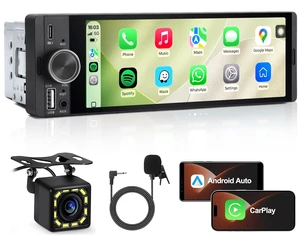Single DIN Car Stereo, 6.36" Touchscreen, Wireless CarPlay & Android Auto | Apple CarPlay, Bluetooth Hands-Free, Backup Camera, FM Radio, AUX, USB/Type-C, SWC & Mirror Link Single DIN Car Stereo, 6.36" Touchscreen, Wireless CarPlay & Android Auto | Apple CarPlay, Bluetooth Hands-Free, Backup Camera, FM Radio, AUX, USB/Type-C, SWC & Mirror Link