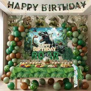 Dinosaur Birthday Party Decorations with Backdrop | High-Density Balloons Set for Jurassic World Theme Party Supplies and Dino Park Celebration Events Dinosaur Birthday Party Decorations with Backdrop | High-Density Balloons Set for Jurassic World Theme Party Supplies and Dino Park Celebration Events