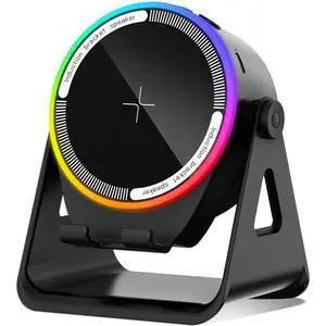 RGB Lighting Bluetooth Desktop Phone Mount, Wireless Induction Speaker Phone Stand, Black RGB Lighting Bluetooth Desktop Phone Mount, Wireless Induction Speaker Phone Stand, Black