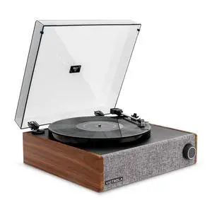 Eastwood LP - Bluetooth Record Player with Speakers - Walnut | Full-size turntable, 12" platter, built-in speakers, 3-speed, VINYLSTREAM Bluetooth out and in, RCA and headphone out Eastwood LP - Bluetooth Record Player with Speakers - Walnut | Full-size turntable, 12" platter, built-in speakers, 3-speed, VINYLSTREAM Bluetooth out and in, RCA and headphone out
