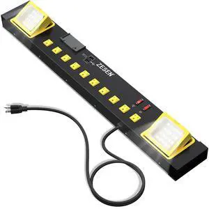 Heavy Duty Metal 10 Outlets Long Power Strip with LED Worklight, Black | Wall Mount Workbench Multi-Outlets Power Strip with 4ft 14/3 AWG Cord, 2 USB Ports ETL Listed for Home Office Garage Workshop Heavy Duty Metal 10 Outlets Long Power Strip with LED Worklight, Black | Wall Mount Workbench Multi-Outlets Power Strip with 4ft 14/3 AWG Cord, 2 USB Ports ETL Listed for Home Office Garage Workshop