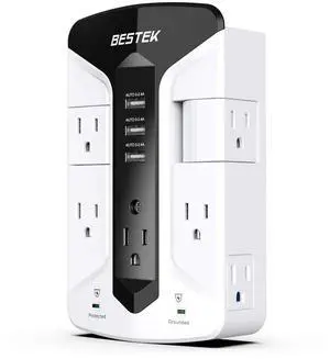 7-Outlet Wall Tap Surge Protector Power Strip with Swivel Outlets, 3 USB Charging Ports, 900 Joule Surge Suppression, Top Phone Holder 7-Outlet Wall Tap Surge Protector Power Strip with Swivel Outlets, 3 USB Charging Ports, 900 Joule Surge Suppression, Top Phone Holder