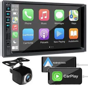 7 inch Double Din Car Stereo for Wireless Carplay & Android Auto with Voice Control,Bluetooth5.2 MirrorLink, Car Radio with Backup Camera,Touch Screen SWC/USB/SD AM/FM/AUX 7 inch Double Din Car Stereo for Wireless Carplay & Android Auto with Voice Control,Bluetooth5.2 MirrorLink, Car Radio with Backup Camera,Touch Screen SWC/USB/SD AM/FM/AUX