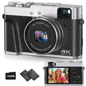 4K Digital Camera for Photography, 48MP Autofocus Vlogging Cameras with 16X Digital Zoom, 2.8" LCD Point and Shoot Camera for YouTube, Anti-Shake Compact Cameras with 32GB Micro SD Card & 2 Batteries 4K Digital Camera for Photography, 48MP Autofocus Vlogging Cameras with 16X Digital Zoom, 2.8" LCD Point and Shoot Camera for YouTube, Anti-Shake Compact Cameras with 32GB Micro SD Card & 2 Batteries
