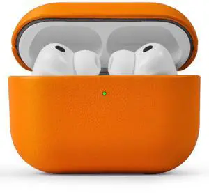 for AirPods Pro 3 (2025) 100% Genuine Leather Case,Full-Grain Leather Cover Case,Handmade Top,Shockproof Protective,Wireless Charging,for AirPods Pro 3rd Gen (Orange, No Rope) for AirPods Pro 3 (2025) 100% Genuine Leather Case,Full-Grain Leather Cover Case,Handmade Top,Shockproof Protective,Wireless Charging,for AirPods Pro 3rd Gen (Orange, No Rope)