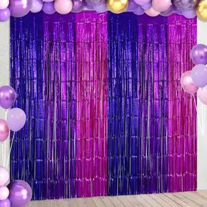 2 Pack Purple Pink Foil Fringe Curtains Streamers Backdrop for Music Themed Party Decorations, Girls Butterfly Birthday Party Decorations Supplies 2 Pack Purple Pink Foil Fringe Curtains Streamers Backdrop for Music Themed Party Decorations, Girls Butterfly Birthday Party Decorations Supplies