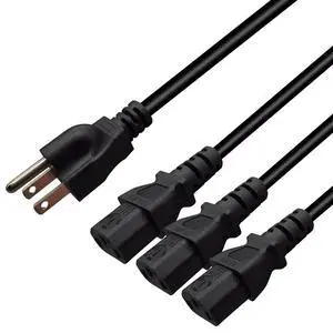 Computer Power Splitter Cord, NEMA 5-15P to 3X C13 - C13 Y-Cable, Power Cord Y Splitter Cable - Power 3 Monitors at Once (10ft/3m, 5-15P to 3XC13) Computer Power Splitter Cord, NEMA 5-15P to 3X C13 - C13 Y-Cable, Power Cord Y Splitter Cable - Power 3 Monitors at Once (10ft/3m, 5-15P to 3XC13)