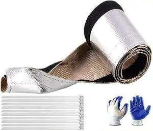 Automotive Heat Shield Sleeve, 3/4" x10 Ft Aluminized Sleeving for Engine Bay, Exhaust Hose & Wiring | High Temp Protection with Hook & Loop | Includes 10 Stainless Steel Zip Ties Automotive Heat Shield Sleeve, 3/4" x10 Ft Aluminized Sleeving for Engine Bay, Exhaust Hose & Wiring | High Temp Protection with Hook & Loop | Includes 10 Stainless Steel Zip Ties