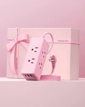 10ft Pink Extension Cord, Power Strip Flat Cord, 6 Outlets & 3 USB Ports (1 USB-C), Cute,Wall Mount for Home Office Dorm Desk Accessories, Blush Boost 10ft Pink Extension Cord, Power Strip Flat Cord, 6 Outlets & 3 USB Ports (1 USB-C), Cute,Wall Mount for Home Office Dorm Desk Accessories, Blush Boost