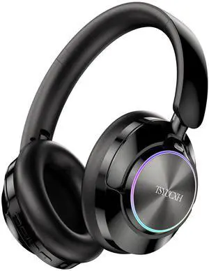 Noise Cancelling Over Ear Wireless Bluetooth Headphones with Microphone, 65h Playtime, Clear Calls, Comfort Fit for Travel (Black) Noise Cancelling Over Ear Wireless Bluetooth Headphones with Microphone, 65h Playtime, Clear Calls, Comfort Fit for Travel (Black)