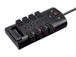 12 Outlet Rotating Power Strip Surge Protector Block -10 Feet Heavy Duty Cord, UL Rated, 4320 Joules, 330 Volts Clamping Voltage, With Grounded And Protected Light Indicator - Black 12 Outlet Rotating Power Strip Surge Protector Block -10 Feet Heavy Duty Cord, UL Rated, 4320 Joules, 330 Volts Clamping Voltage, With Grounded And Protected Light Indicator - Black