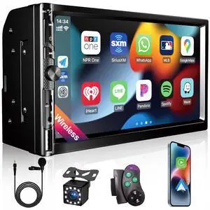 7 Inch Car Stereo with Wireless Apple CarPlay,Double Din Car Radio | Androdi Auto,Bluetooth 5.2,IPS 1024*600 Display,FM Radio, Backup Camera,Online Navigation,178*100mm,Car Audio Receivers 7 Inch Car Stereo with Wireless Apple CarPlay,Double Din Car Radio | Androdi Auto,Bluetooth 5.2,IPS 1024*600 Display,FM Radio, Backup Camera,Online Navigation,178*100mm,Car Audio Receivers