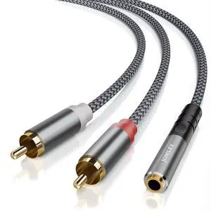 3.5mm Female to 2 RCA Male Stereo Audio Cable 1FT, Gold Plated RCA to 3.5mm Female Jack Adapter Y Splitter Aux Cord for Smartphones, MP3 Players, Tablets, Speakers, Home Theater 3.5mm Female to 2 RCA Male Stereo Audio Cable 1FT, Gold Plated RCA to 3.5mm Female Jack Adapter Y Splitter Aux Cord for Smartphones, MP3 Players, Tablets, Speakers, Home Theater