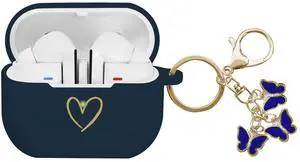 Compatible with Samsung Galaxy Buds 3 Pro and Galaxy Buds 3 (2024), Soft Silicone Case with Gold Heart Pattern with Cute Butterfly Keychain for Girls Women (Midnight Blue) Compatible with Samsung Galaxy Buds 3 Pro and Galaxy Buds 3 (2024), Soft Silicone Case with Gold Heart Pattern with Cute Butterfly Keychain for Girls Women (Midnight Blue)