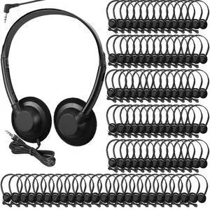 100 Pieces Classroom School Headphones Bulk on Ear Headphone with 3.5mm Headphone Plug in Adjustable Disposable for Kids Adults Student Noise Stereo Sound Library No Microphone 100 Pieces Classroom School Headphones Bulk on Ear Headphone with 3.5mm Headphone Plug in Adjustable Disposable for Kids Adults Student Noise Stereo Sound Library No Microphone
