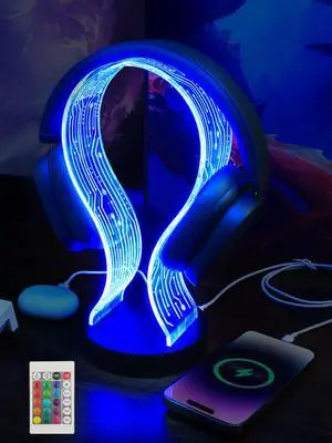 RGB Headphone Stand, 16 Colors LED Lighting with Remote Control, Base with USB & Type-C Charging Port, Dimmable & Timer, Gaming Accessories Gift forGamers Men Boy & Music Lovers RGB Headphone Stand, 16 Colors LED Lighting with Remote Control, Base with USB & Type-C Charging Port, Dimmable & Timer, Gaming Accessories Gift forGamers Men Boy & Music Lovers