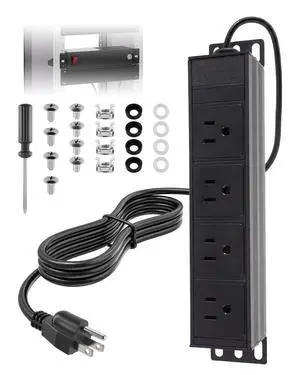 10 Inch Rack PDU, 4 Rear Outlets, 15A Overload Switch | 1U Rackmount Power Strip for 10'' Mini Server Network Cabinet, Rack, Self, 6ft Cable 10 Inch Rack PDU, 4 Rear Outlets, 15A Overload Switch | 1U Rackmount Power Strip for 10'' Mini Server Network Cabinet, Rack, Self, 6ft Cable