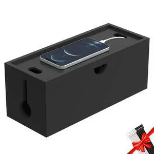 Bamboo Cable Management Box, Large Cord Organizer Box Cable Box to Hide Wires & Power Strips for Desktop Storage Cord Holder for Office Home,No Assembley Required (All Black, 1Medium) Bamboo Cable Management Box, Large Cord Organizer Box Cable Box to Hide Wires & Power Strips for Desktop Storage Cord Holder for Office Home,No Assembley Required (All Black, 1Medium)