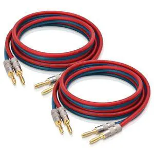 Speaker Cable Wire with Banana Plugs,14 AWG HiFi Pure Copper Speaker Wire,99.9% OFC Stranded Copper Wire,Gold Plated Banana Tip Plugs,Red/Blue (1.5M(4.9ft)) Speaker Cable Wire with Banana Plugs,14 AWG HiFi Pure Copper Speaker Wire,99.9% OFC Stranded Copper Wire,Gold Plated Banana Tip Plugs,Red/Blue (1.5M(4.9ft))